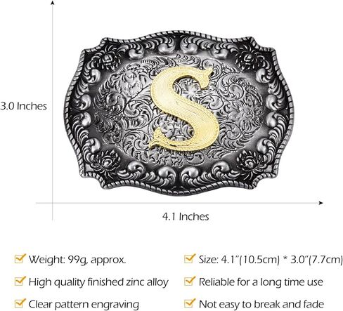 BBOTEN الحروف الأولية الغربية حزام مشبك ABCDEFG إلى Z كاوبوي الحروف الأبجدية حزام أبازيم للرجال والنساء in Kuwait