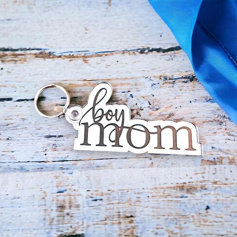 سلسلة مفاتيح مرآة فضية من Boy Mom، هدية مثالية لحلقة مفاتيح عيد الأم، هدية مثالية لعيد الميلاد أو حفل استقبال المولود الجديد للأمهات المتوقعات in Kuwait