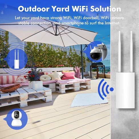 موسع نطاق WiFi خارجي، UeeVii 2.4G/5.8G نقطة وصول جيجابت لاسلكية مع هوائي 2 * 5dbi، مضخم الطاقة، محول PoE 48V، مقاوم للطقس IP66، مثالي للفناء الخلفي، المرآب، الحظيرة، المرآب، حزمة واحدة in Kuwait