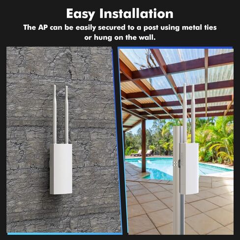 موسع نطاق WiFi خارجي، UeeVii 2.4G/5.8G نقطة وصول جيجابت لاسلكية مع هوائي 2 * 5dbi، مضخم الطاقة، محول PoE 48V، مقاوم للطقس IP66، مثالي للفناء الخلفي، المرآب، الحظيرة، المرآب، حزمة واحدة in Kuwait