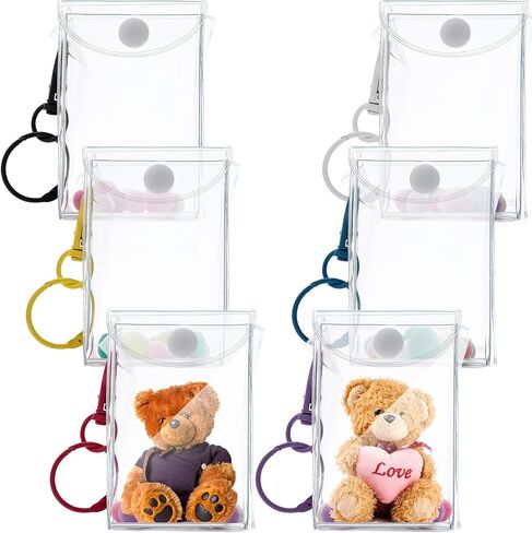SilTriangle 6 Pcs Clear Figure Display Bag with Keychain 2.36 x 1.97 x 3.54'' Hanging Clear Doll Display Bag Portable Blind Box Display Case Small Dustproof Collectibles Doll Storage Bag for Figures in Saudi Arabia