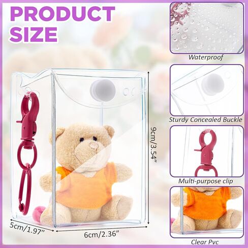 SilTriangle 6 Pcs Clear Figure Display Bag with Keychain 2.36 x 1.97 x 3.54'' Hanging Clear Doll Display Bag Portable Blind Box Display Case Small Dustproof Collectibles Doll Storage Bag for Figures in Saudi Arabia