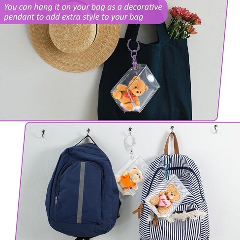 SilTriangle 6 Pcs Clear Figure Display Bag with Keychain 2.36 x 1.97 x 3.54'' Hanging Clear Doll Display Bag Portable Blind Box Display Case Small Dustproof Collectibles Doll Storage Bag for Figures in Saudi Arabia