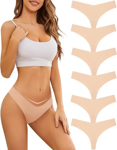 Domee Women's Seamless Thong Underwear No Show Panties Pack of 6 in Saudi Arabia