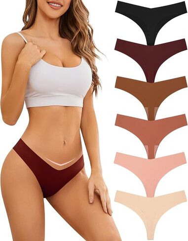 Domee Women's Seamless Thong Underwear No Show Panties Pack of 6 in Saudi Arabia