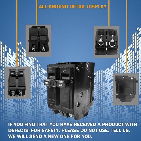 قاطع دائرة Q2100 2 قطب 100 أمبير. 120/240 فولت، مناسب لنوع سيمنز EQ. مراكز تحميل من سلسلة EQL، وSEQ EQG، وPL، وES، وقاطع دائرة صغير مدمج، وحماية مغناطيسية حرارية. (ضمان 5 سنوات) in Kuwait