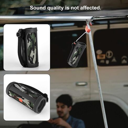 TXEsign Silicone Case for JBL Flip 4 Waterproof Portable Bluetooth Speaker (Black with Shoulder Strap) in Saudi Arabia