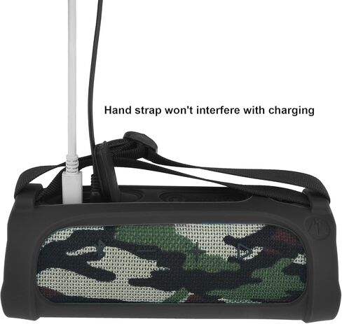 TXEsign Silicone Case for JBL Flip 4 Waterproof Portable Bluetooth Speaker (Black with Shoulder Strap) in Saudi Arabia