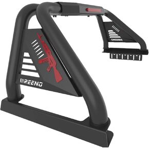 قضيب لف IIIREENO لشاحنة الالتقاط/متوافق مع الشاحنات كاملة الحجم (Ford F-150/250، Silverado 1500، Ram 1500، Sierra، Tundra) حامل خفيف/شريط لف رياضي قابل للتعديل (بدون حفر) أسود مزخرف ناعم in Saudi Arabia