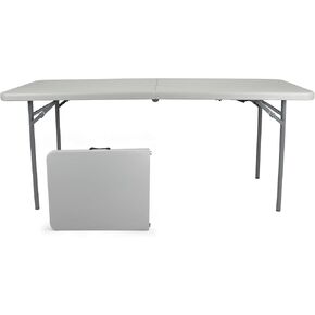 OEF Furnishings OEFCMFIH3060 Rectangular Commercial-Grade Premium Industrial Fold-in-Half Blow-Molded Folding Table with 18-Gauge Steel Frame and Thick Top (Rectangle, 30" × 60", Speckled Gray Top) in Kuwait