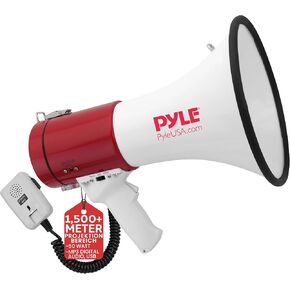 Pyle Megaphone Speaker PA Bullhorn - with Built-in Siren 50 Watts Adjustable Volume Control & Record Function - Ideal for Football, Baseball, Cheerleading Fans, Coaches or for Safety Drills PMP58U in Kuwait