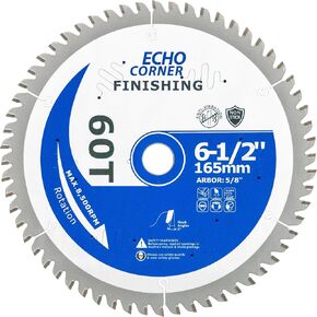 شفرة منشار دائري لقطع الخشب مقاس 6-1/2 بوصة من Echo Corner، 16 مم أربور 60 سنًا، للأغراض العامة أعمال النجارة تشذيب تشذيب نهائي، قطع متقاطع متقاطع، ATB TCT كربيد التنجستن in Kuwait