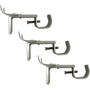 دعامات قضبان الستارة العالمية من سنوجسيت، مجموعة من 3 - لمسة نهائية من النيكل، فولاذ عالي التحمل، عرض قابل للتعديل، تركيب بدون مثقاب in Kuwait