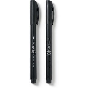 BENEPISYO Korean Calligraphy Brush Pens, 2 Pack – Sleek & Minimalist Black Design for Hand Lettering, Bullet Journal, and Seoye Practice – Flexible Tip 대한민국 서예 붓펜 in Kuwait