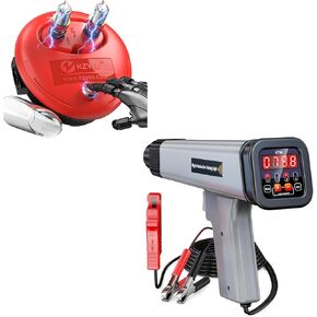 KZYEE KT60 ضوء التوقيت الرقمي مع دورة في الدقيقة وزاوية متقدمة، 12 فولت ضوء توقيت الإشعال الحثي لمحركات البنزين 2&4 السكتة الدماغية واختبار شمعة الإشعال KZYEE KS30 - ملف الإشعال بنقرة واحدة واختبار شمعة الإشعال in Kuwait