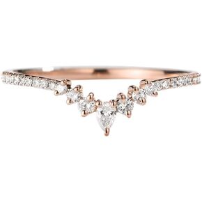 Kardy Moissanite Engagement Rings,Dainty Curved Wedding Band for Women, Art Deco Rose Gold 925 Silver Stackable Anniversary Ring in Kuwait