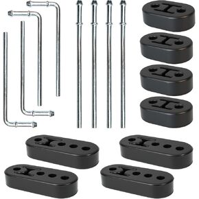 16PCS Rubber Exhaust Hangers, Adjustable 2 Holes and 4 Holes (0.47" Hole Diameter), 90°7.6" Long + Straight 10" Long Muffler Hanger Rod, Universal exhaust hanger Rod in Kuwait