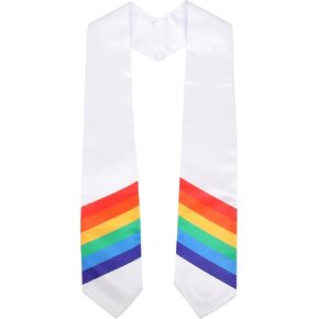 وشاح أو وشاح التخرج بألوان قوس قزح LGBTQ بطول 60 بوصة أبيض/أسود in Kuwait