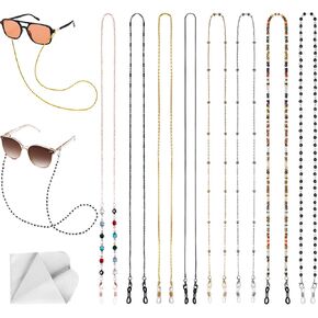 سلسلة النظارات 8 قطع من BILIONE، حاملات نظارات العين مطرزة حول الرقبة للنساء أنيقة، حبل حزام النظارات الشمسية in Kuwait