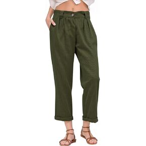 Women's Corduroy Pants High Waist Straight Leg Loose Fit Baggy Barrel Pants Business Casual Trousers with Pockets in Saudi Arabia