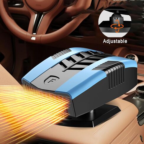 سخان 12 فولت للسيارة، 150 وات، مروحة تبريد سريعة التسخين، مزيل الضباب ومزيل الصقيع، دوران 360 درجة، سخان سيارة محمول يمكن توصيله بولاعة السجائر، حرارة هواء صغيرة 202501 in Kuwait