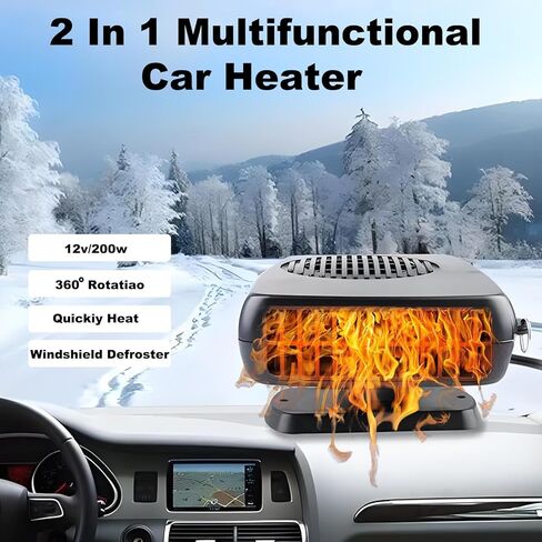 Portable Car Heaters for Vehicle for Winter,360° Rotatable 200W Quick Windshield Defroster Defogger,12V Car Heater that Plugs into Cigarette Lighter,Portable Heater for Car,UTV,SUV,RV in Kuwait