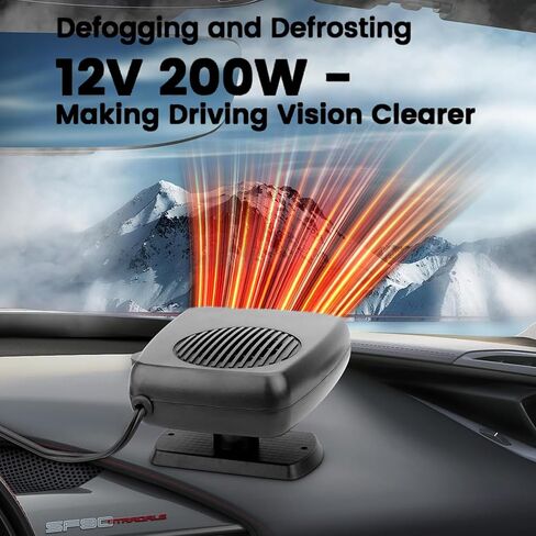Portable Car Heaters for Vehicle for Winter,360° Rotatable 200W Quick Windshield Defroster Defogger,12V Car Heater that Plugs into Cigarette Lighter,Portable Heater for Car,UTV,SUV,RV in Kuwait
