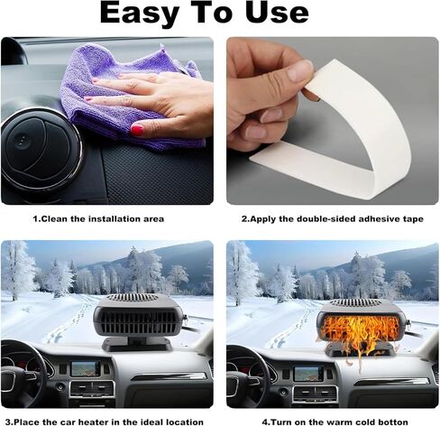 Portable Car Heaters for Vehicle for Winter,360° Rotatable 200W Quick Windshield Defroster Defogger,12V Car Heater that Plugs into Cigarette Lighter,Portable Heater for Car,UTV,SUV,RV in Kuwait