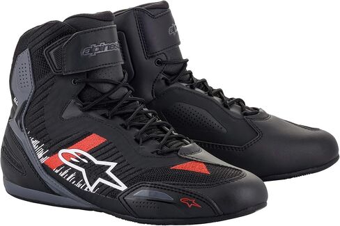 حذاء Alpinestars Faster-3 Rideknit، حذاء ركوب خفيف الوزن معتمد من CE، مقاس 13.5، أسود/رمادي/أحمر ساطع in Kuwait