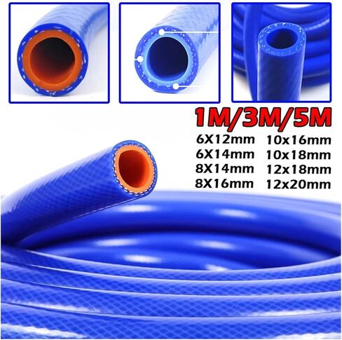1m/3m/5m Vacuum Rubber Hose Heat Resistant Fuel Pipe Motor Vehicle Presure Double Layer Silicone Hose Cylinder Cooling Tube(Double Layer,5M_ID 6MM X OD 12MM) in Kuwait