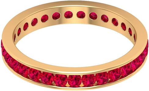 مختبر معتمد نمت Ruby Full Etherity Ring للنساء ، جودة AAAA ، حلقة Ruby القابلة للتكديس - مع مربع المجوهرات in Kuwait