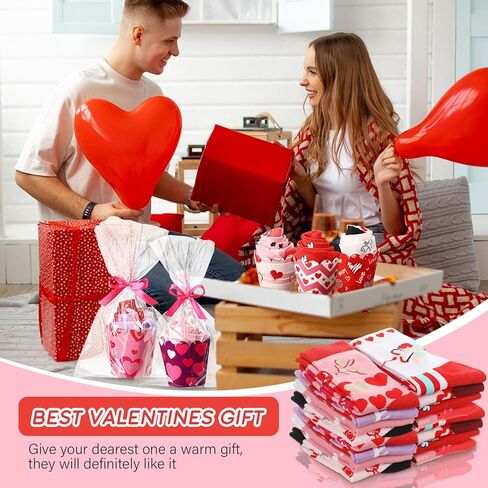Foaincore 24 Pairs Valentine's Gifts Cupcake Socks for Women, Heart Print Cotton Mid-tube, DIY Socks with Cupcake Packaging, Galentines Gifts for Valentine Mother Girls in Saudi Arabia
