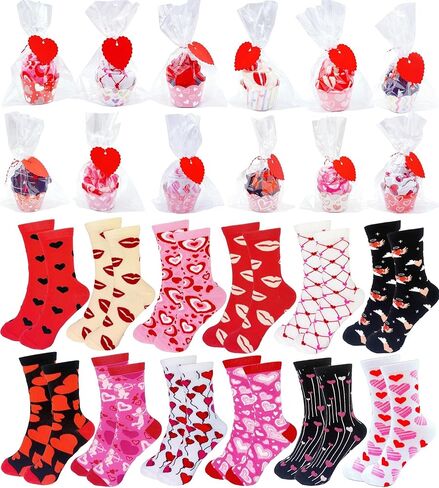 12/24 زوجًا من جوارب كب كيك لعيد الحب للنساء، جوارب على شكل قلب مطبوعة على شكل كب كيك، هدية مبتكرة للعطلات in Kuwait
