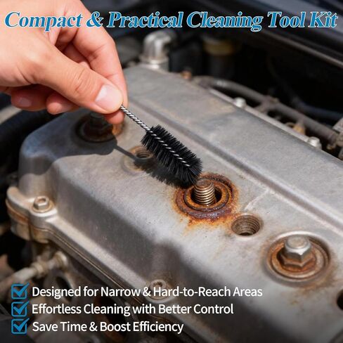 Carburetor Cleaning Kit – Stainless Steel 13 Clean Line Set, 9 Cleaning Needles, 6 Nylon Brushes, Throttle Wrench, Pointed Pick & 3 Dual-Head Brushes, for Lawnmower, Motorcycle, Chainsaw, Spray Guns in Saudi Arabia