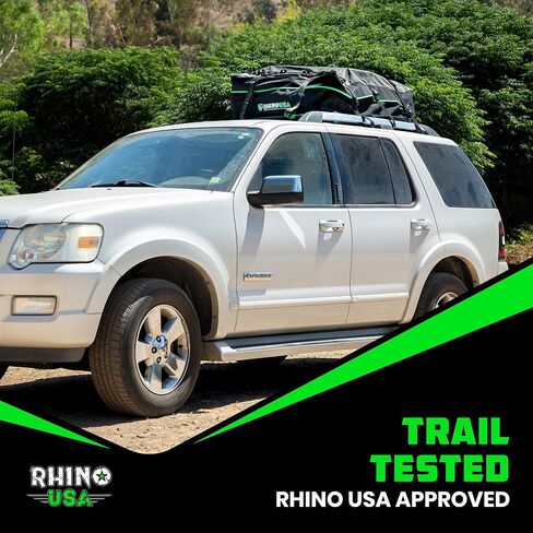 حامل البضائع على السطح من Rhino USA لتخزين السيارة (17.7 قدم مكعب) حقيبة علوية متينة مقاومة للماء مع سحابات من الدرجة الصناعية - تستخدم لجميع المركبات مع/بدون حاملات الرف - يتضمن القفل in Saudi Arabia
