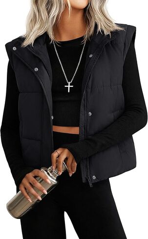 YUCOLEN Womens Puffer Vest Outerwear Cap Sleeve Soft Lightweight Sleeveless Coat for Women with Full Zipper in Saudi Arabia