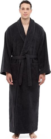 Arus Men's Shawl Collar Robe, Turkish Terry Cotton Bathrobe with Regular and Full Length Options in Saudi Arabia