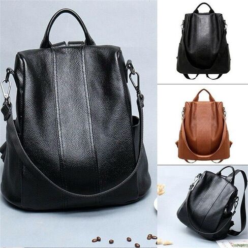Anti-Theft Bag Travel Satchel PU Leather Women Practical Shoulder Backpack(black) in Saudi Arabia