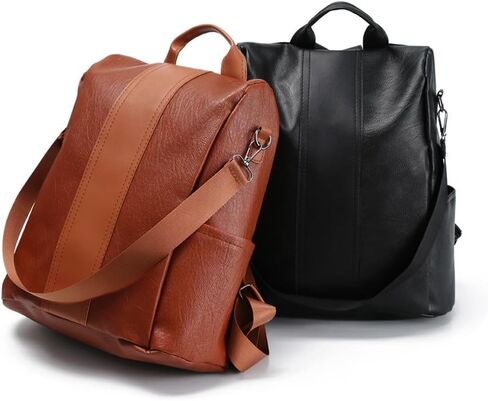 Anti-Theft Bag Travel Satchel PU Leather Women Practical Shoulder Backpack(black) in Saudi Arabia