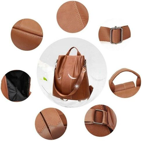 Anti-Theft Bag Travel Satchel PU Leather Women Practical Shoulder Backpack(black) in Saudi Arabia