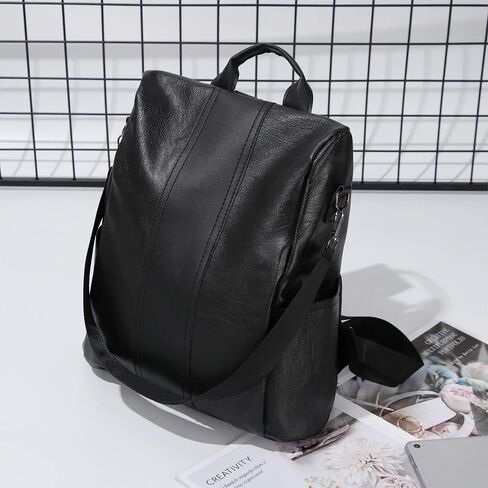 Anti-Theft Bag Travel Satchel PU Leather Women Practical Shoulder Backpack(black) in Saudi Arabia