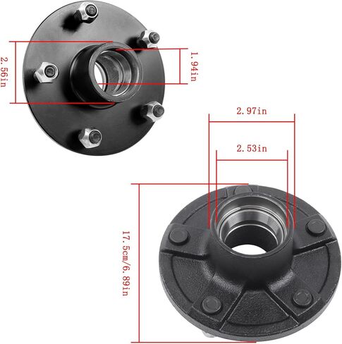 GXYWADY 2 Sets 5 on 5.5 Inch Trailer Hub Kit Replacement for 3500 lbs 84 Spindle with Trailer Bearing Kit (4 Pieces/Set) in Saudi Arabia