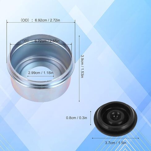 4pcs Trailer Axle Wheel Hub, 2.72inch/6.9cm Trailer Bearing Dust Cap with 8 Rubber Plug for Most 7000-8000 Lb Wheel Hub Axles Dexter Dexter EZ Lube Camper RV Bearing Dust Cap Grease Cover Accessories in Saudi Arabia