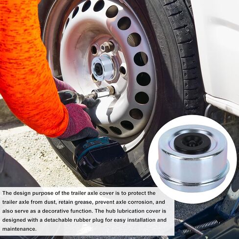 4pcs Trailer Axle Wheel Hub, 2.72inch/6.9cm Trailer Bearing Dust Cap with 8 Rubber Plug for Most 7000-8000 Lb Wheel Hub Axles Dexter Dexter EZ Lube Camper RV Bearing Dust Cap Grease Cover Accessories in Saudi Arabia