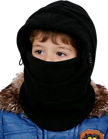 Kids Balaclava Hat Winter Polar Fleece Ski Face Mask for Cold Weather Thermal Windproof Hooded Scarf Snowboarding Neck Gaiter in Kuwait
