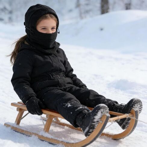 Kids Balaclava Hat Winter Polar Fleece Ski Face Mask for Cold Weather Thermal Windproof Hooded Scarf Snowboarding Neck Gaiter in Kuwait