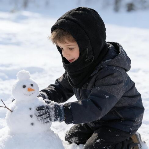 Kids Balaclava Hat Winter Polar Fleece Ski Face Mask for Cold Weather Thermal Windproof Hooded Scarf Snowboarding Neck Gaiter in Kuwait