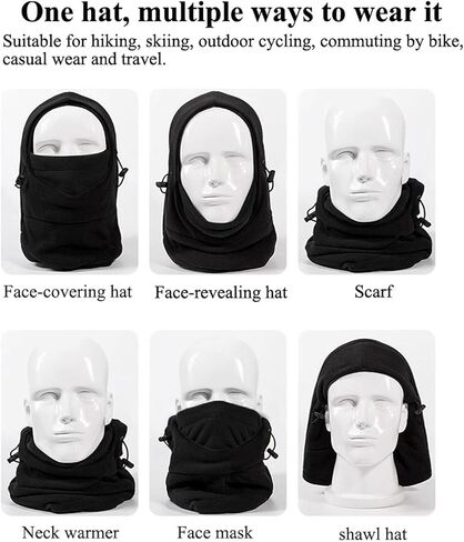 Kids Balaclava Hat Winter Polar Fleece Ski Face Mask for Cold Weather Thermal Windproof Hooded Scarf Snowboarding Neck Gaiter in Kuwait