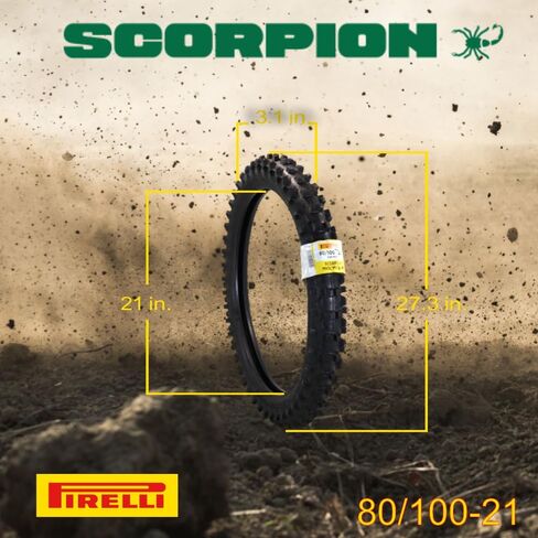 Pirelli Scorpion XC Mid-Soft Front Dirt Bike Tire 80/100-21 51M NHS Tube Type – Competition Off-Road Enduro & Motocross Tire with V-Shaped Tread for Grip, Steering Control, & Soft Terrain Performance in Saudi Arabia
