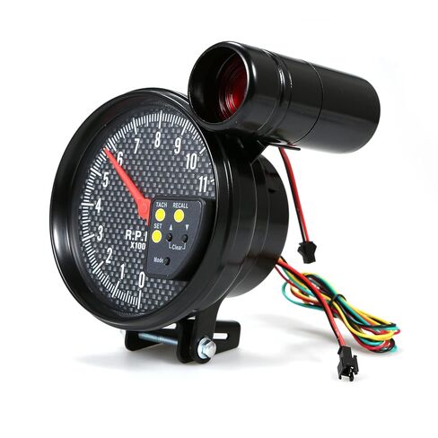 Car Tachometer Gauge, 5 Inch Diameter Tachometer, Tachometer with Shift Light Carbon Fiber Face 7 Colors with LED Pointer (Multicolor) in Saudi Arabia